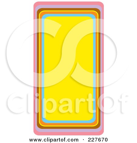Royalty-Free (RF) Clipart Illustration of a Yellow Urban Vertical Rectangle Frame With Colorful Trim by Andy Nortnik