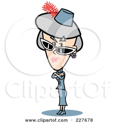 Royalty-Free (RF) Clipart Illustration of a Mad Retro Granny Woman Standing With Her Arms Crossed by Andy Nortnik