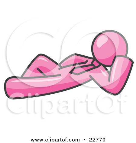 Clipart Illustration of a Relaxed Pink Businessman Reclining  by Leo Blanchette