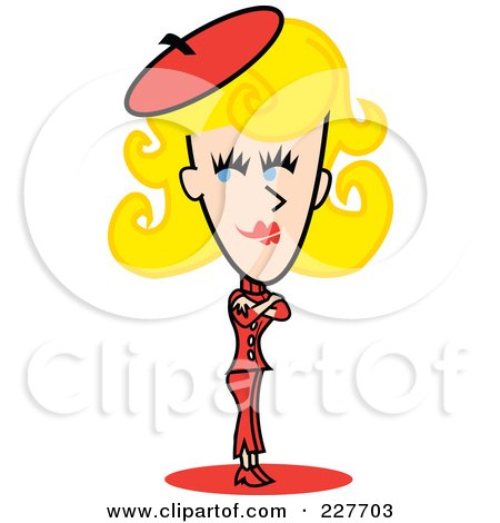 Royalty-Free (RF) Clipart Illustration of a Retro Blond Woman Standing With Her Arms Crossed by Andy Nortnik