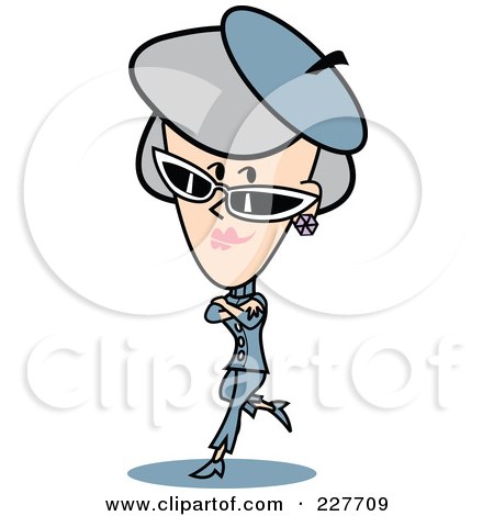 Royalty-Free (RF) Clipart Illustration of a Mad Retro Granny Woman Leaning With Her Arms Crossed by Andy Nortnik
