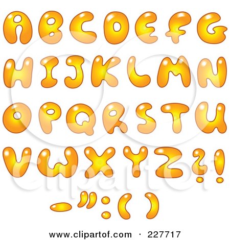 Royalty-Free (RF) Clipart Illustration of a Digital Collage Of Gradient Orange Capital Bubble Letter Designs by yayayoyo