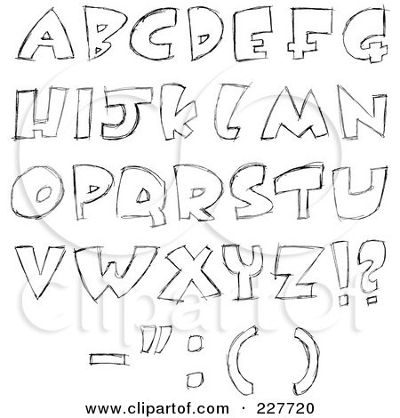 Royalty-Free (RF) Clipart Illustration of a Digital Collage Of Sketched Capital Letter Designs by yayayoyo