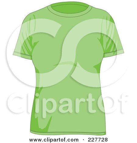 Royalty-Free (RF) Clipart Illustration of a Plain Green Women's T Shirt by yayayoyo