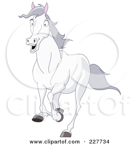 Royalty-Free (RF) Clipart Illustration of a Scared White Horse Running by yayayoyo