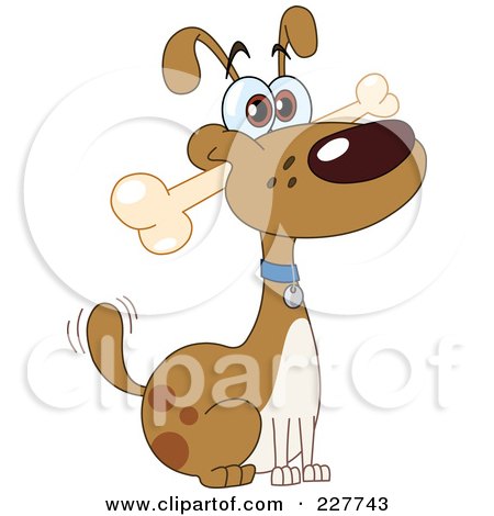 Royalty-Free (RF) Clipart Illustration of a Happy Dog Fetching A Bone by yayayoyo