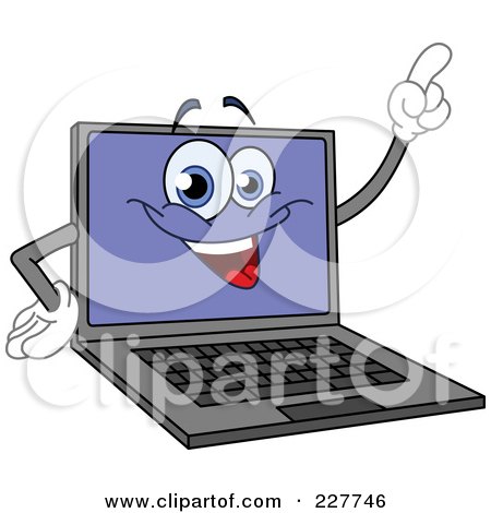 Royalty-Free (RF) Clipart Illustration of a Friendly Laptop Character Pointing by yayayoyo