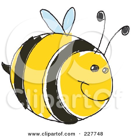 Royalty-Free (RF) Clipart Illustration of a Cute Doodled Chubby Bee by yayayoyo