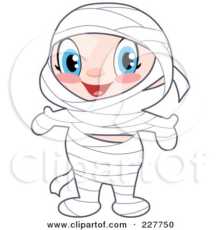 Royalty-Free (RF) Clipart Illustration of a Cute Kid Dressed As A Mummy For Halloween by yayayoyo