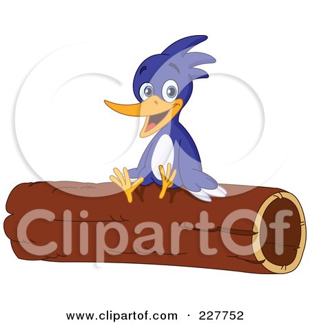 Royalty-Free (RF) Clipart Illustration of a Cute Woodpecker Sitting On A Log by yayayoyo