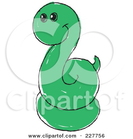 Royalty-Free (RF) Clipart Illustration of a Cute Doodled Coiled Snake by yayayoyo