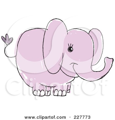 Royalty-Free (RF) Clipart Illustration of a Cute Doodled Purple Elephant by yayayoyo