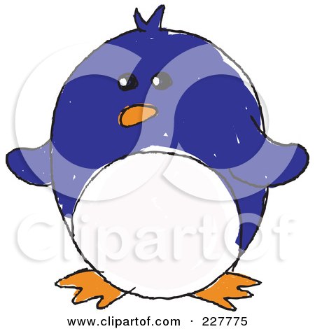 Royalty-Free (RF) Clipart Illustration of a Cute Doodled Blue Penguin by yayayoyo