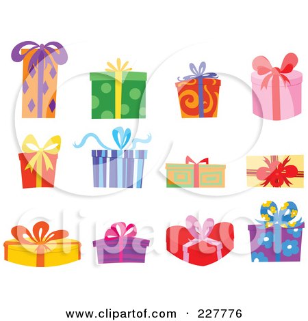 Royalty-Free (RF) Clipart Illustration of a Digital Collage Of Colorful Gift Boxes by yayayoyo