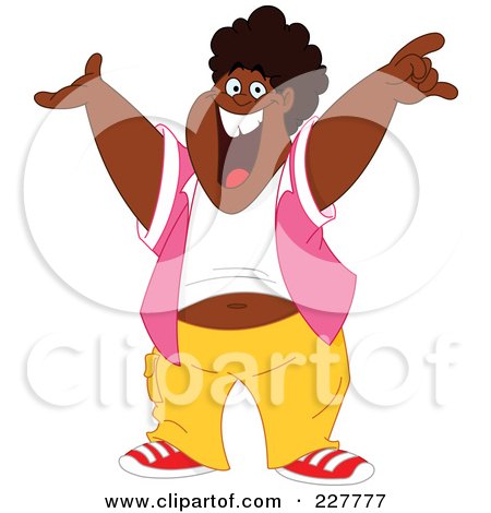 Royalty-Free (RF) Clipart Illustration of an Excited Chubby Black Man by yayayoyo