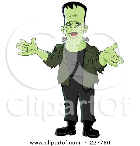 Royalty-Free (RF) Clipart Illustration of a Friendly Frankenstein Gesturing With His Hands by yayayoyo