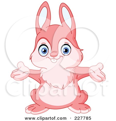 Royalty-Free (RF) Clipart Illustration of a Cute Pink Rabbit Holding Its Arms Out by yayayoyo