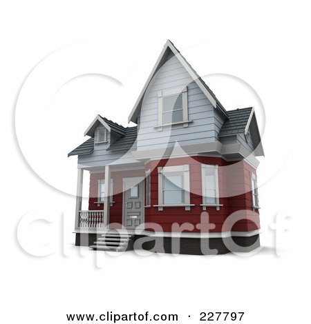 Royalty-Free (RF) Clipart Illustration of a 3d Victorian Styled Home - 1 by KJ Pargeter