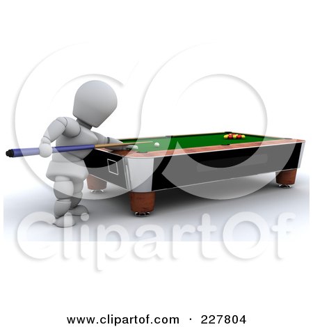 Royalty-Free (RF) Clipart Illustration of a 3d White Character Playing Billiards by KJ Pargeter