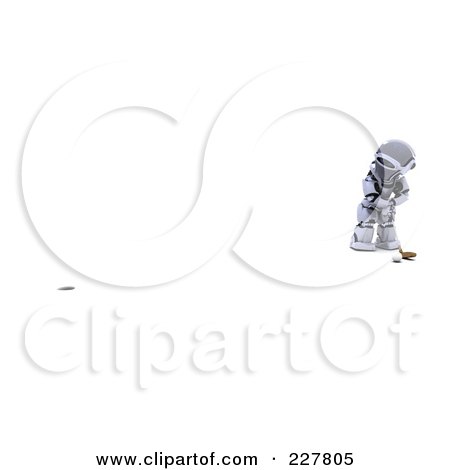 Royalty-Free (RF) Clipart Illustration of a 3d Robot Golfing - 6 by KJ Pargeter