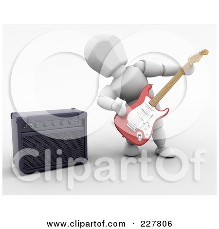 Royalty-Free (RF) Clipart Illustration of a 3d White Character Playing An Electric Guitar by KJ Pargeter