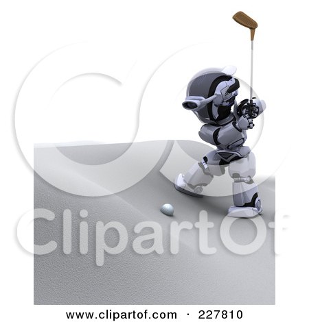 Royalty-Free (RF) Clipart Illustration of a 3d Robot Golfing - 4 by KJ Pargeter