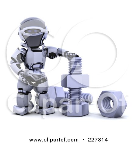 Royalty-Free (RF) Clipart Illustration of a 3d Robot With Nuts And Bolts by KJ Pargeter