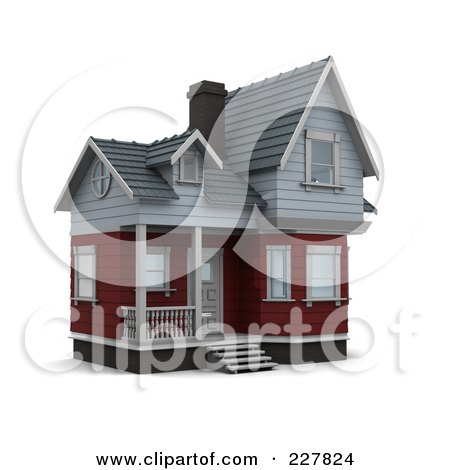 Royalty-Free (RF) Clipart Illustration of a 3d Victorian Styled Home - 2 by KJ Pargeter