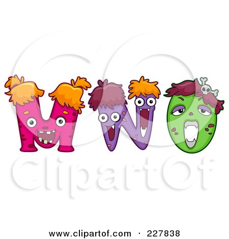 Royalty-Free (RF) Clipart Illustration of a Digital Collage Of Monster Letters, M Through O by BNP Design Studio