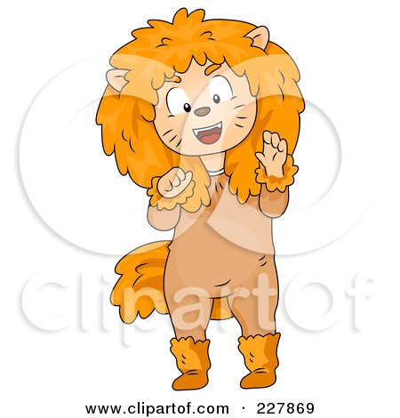 Royalty-Free (RF) Clipart Illustration of a Halloween Boy In A Lion Costume by BNP Design Studio