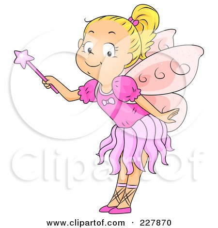 Royalty-Free (RF) Clipart Illustration of a Cute Blond Girl Playing In A Fairy Costume by BNP Design Studio