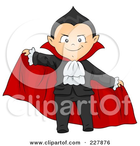 Royalty-Free (RF) Clipart Illustration of a Halloween Boy In A Vampire Costume by BNP Design Studio