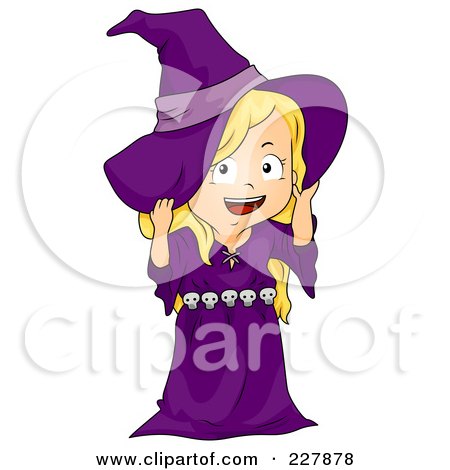 Royalty-Free (RF) Clipart Illustration of a Halloween Girl In A Witch Costume by BNP Design Studio