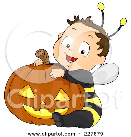 Royalty-Free (RF) Clipart Illustration of a Halloween Boy In A Bee Costume by BNP Design Studio