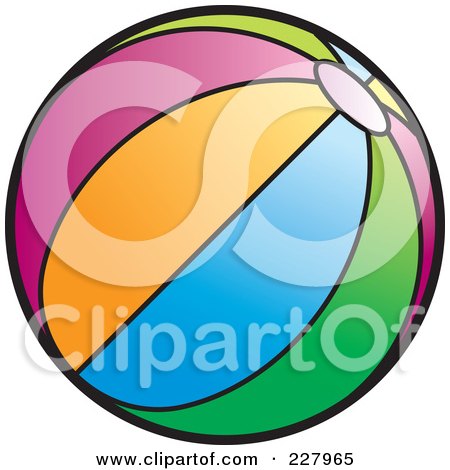 Royalty-Free (RF) Clipart Illustration of a Colorful Beach Ball With Stripes by Lal Perera