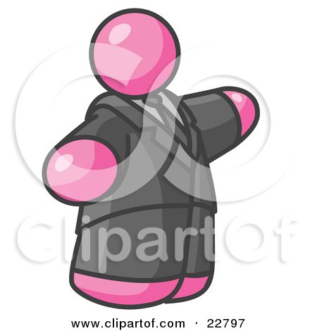 Clipart Illustration of a Big Pink Business Man in a Suit and Tie by Leo Blanchette