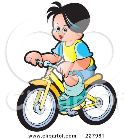 Royalty-Free (RF) Clipart Illustration of a Boy Riding A Bike by Lal Perera