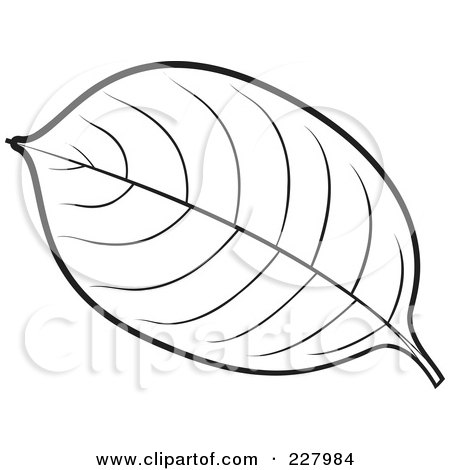 Royalty-Free (RF) Clipart Illustration of a Coloring Page Outline Of A Leaf by Lal Perera