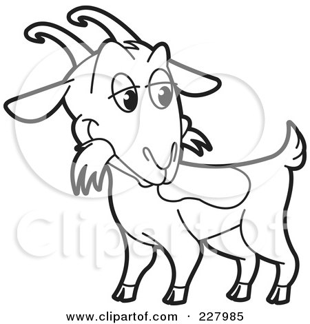 Royalty-Free (RF) Clipart Illustration of a Coloring Page Outline Of A Goat by Lal Perera