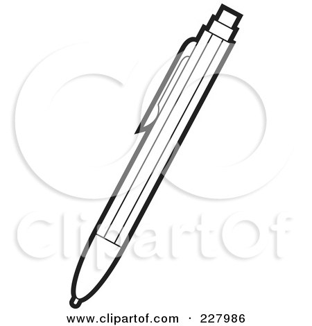 Royalty-Free (RF) Clipart Illustration of a Coloring Page Outline Of A Ballpoint Pen by Lal Perera