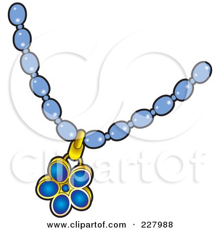 Royalty-Free (RF) Clipart Illustration of a Blue Pendant On A Necklace by Lal Perera