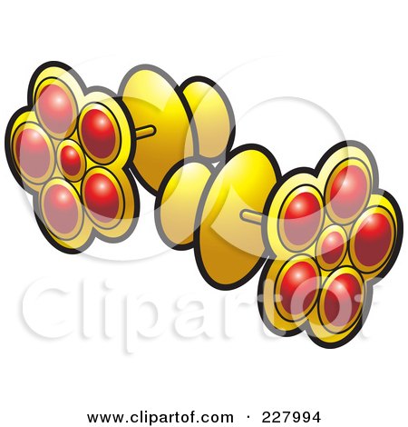 Royalty-Free (RF) Clipart Illustration of a Pair Of Gold And Ruby Earrings by Lal Perera