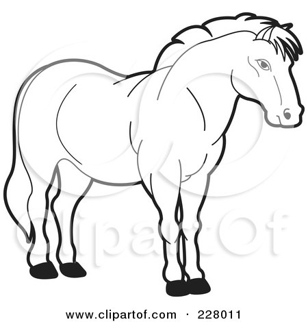 Royalty-Free (RF) Clipart Illustration of a Coloring Page Outline Of A Strong Horse by Lal Perera