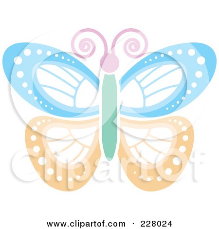 Royalty-Free (RF) Clipart Illustration of a Colorful Pink, Blue, Green And Orange Butterfly by Lal Perera