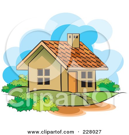 Royalty-Free (RF) Clipart Illustration of a Cute House And Yard by Lal Perera