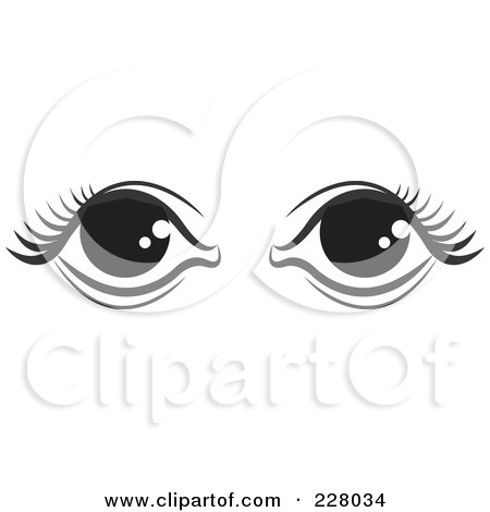 Royalty-Free (RF) Clipart Illustration of a Pair Of Black And White Feminine Eyes by Lal Perera