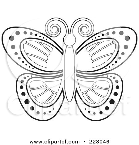 Royalty-Free (RF) Clipart Illustration of an Outlined Butterfly by Lal Perera