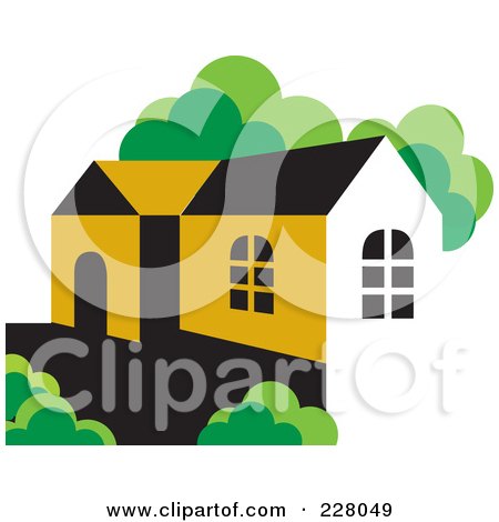 Royalty-Free (RF) Clipart Illustration of a Home With Mature Trees by Lal Perera