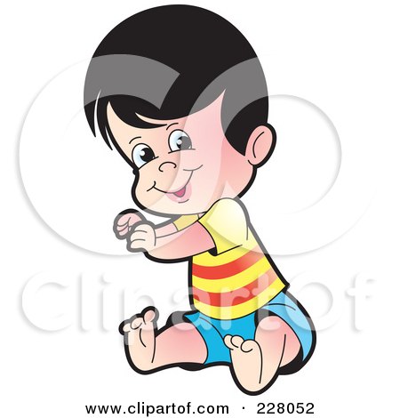 Royalty-Free (RF) Clipart Illustration of a Happy Boy Sitting by Lal Perera
