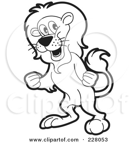 Royalty-Free (RF) Clipart Illustration of a Coloring Page Outline Of A Mad Lion by Lal Perera